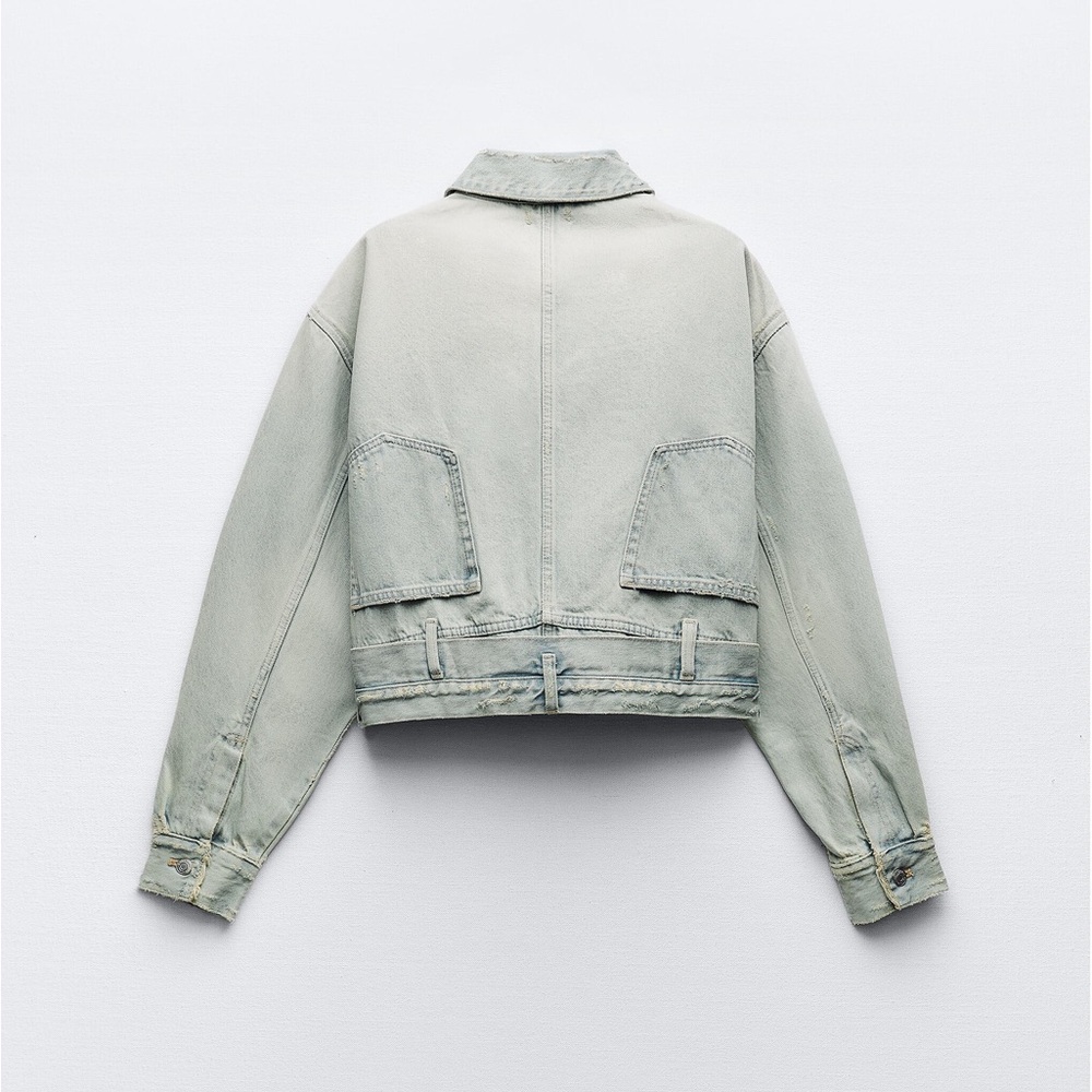 Zara Denim Jacket With Pant Style Waist - Picture 2 of 3